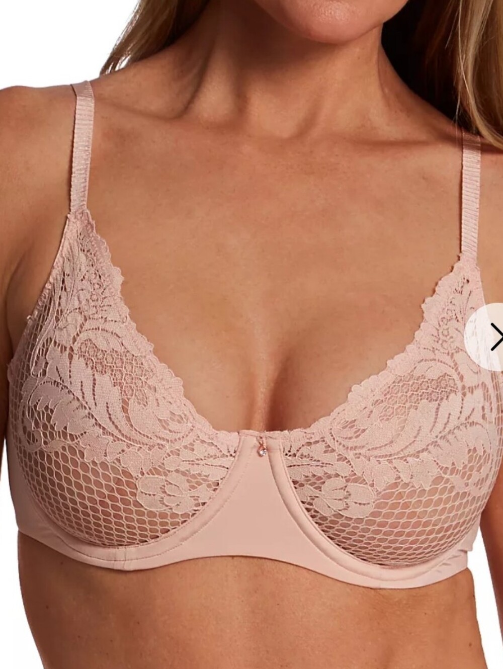 Le Mystere Lace Allure Unlined Bra In Pale Peach
